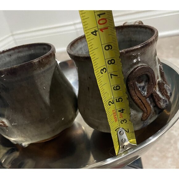 Handcrafted Brown & Cream Glazed Ceramic Mug With Raised Text Set 2 - Picture 13 of 13